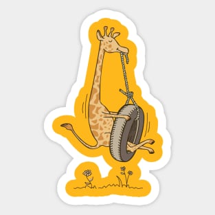 Giraffe Tyre swing self play Sticker